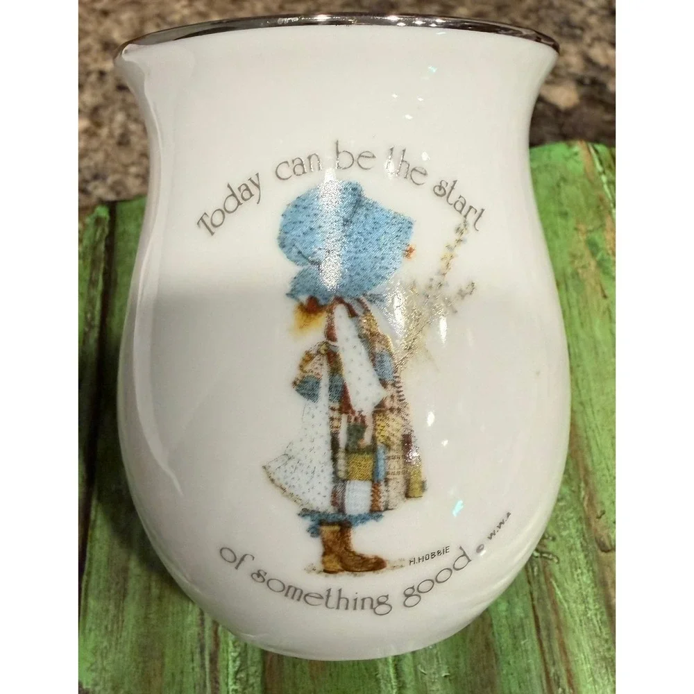 Vtg 1976 Holly Hobbie Porcelain Vase Today Can Be The Start Of Something Good